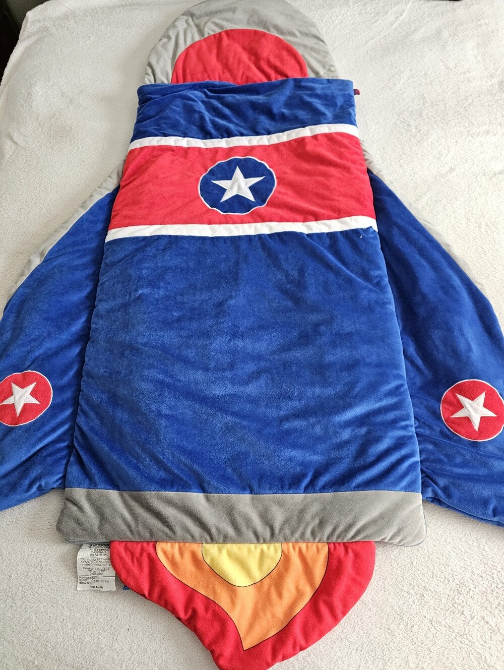 Bixbee Kids Rocket Ship Sleeping Bag Costume - Blue and Red